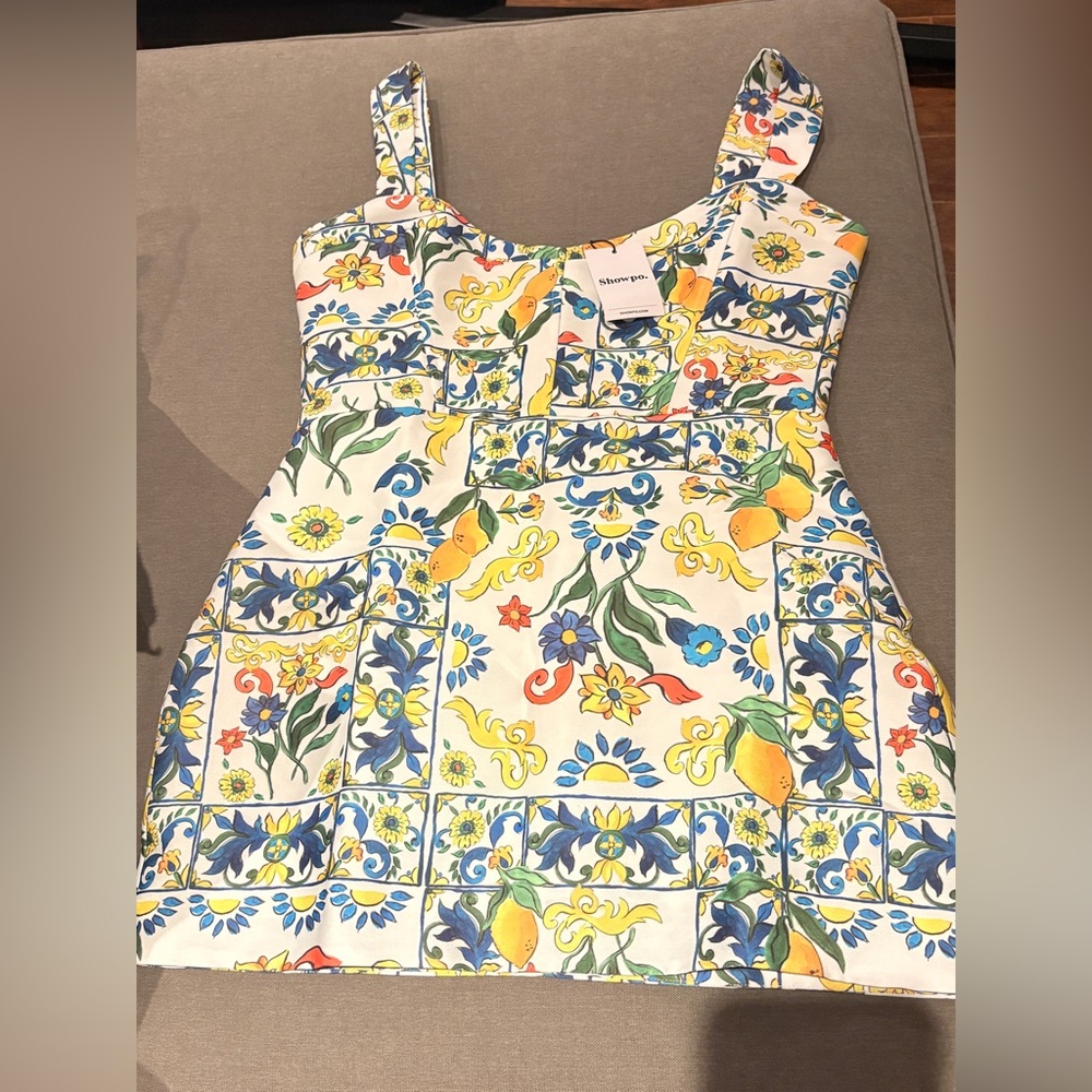 Showpo. Janice Mini Dress in Positano Print